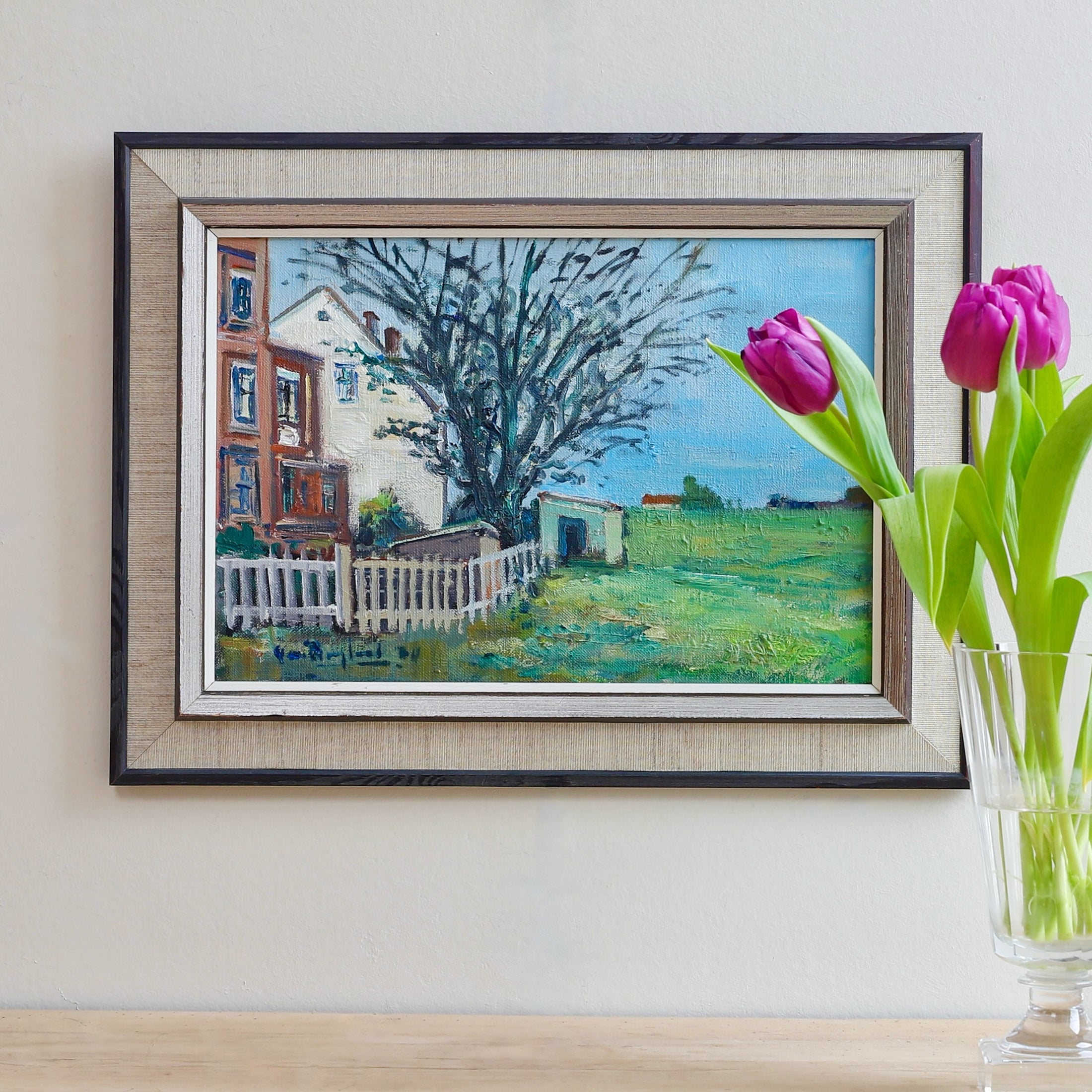 Vintage Mid Century Landscape Painting By G Berglund Sweden