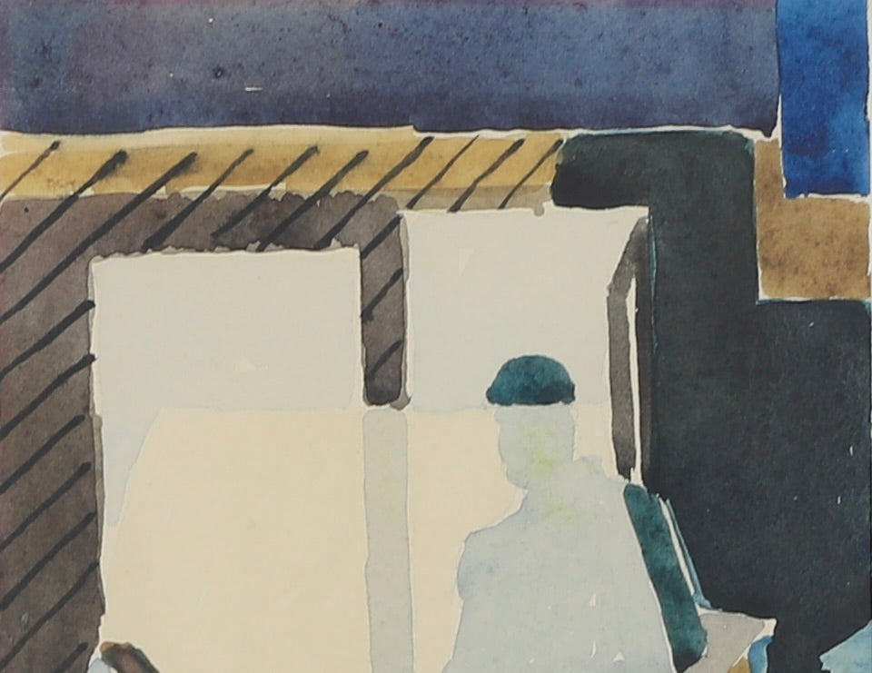Vintage Art Room Original Interior Oil Painting from Sweden