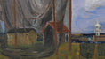 Load image into Gallery viewer, Original Vintage Harbor Scene Oil Painting From  Sweden 1952
