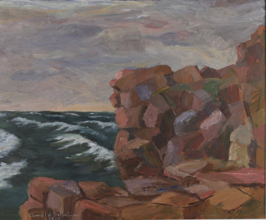 Vintage Coastal Painting by O Schalin from Sweden 1955