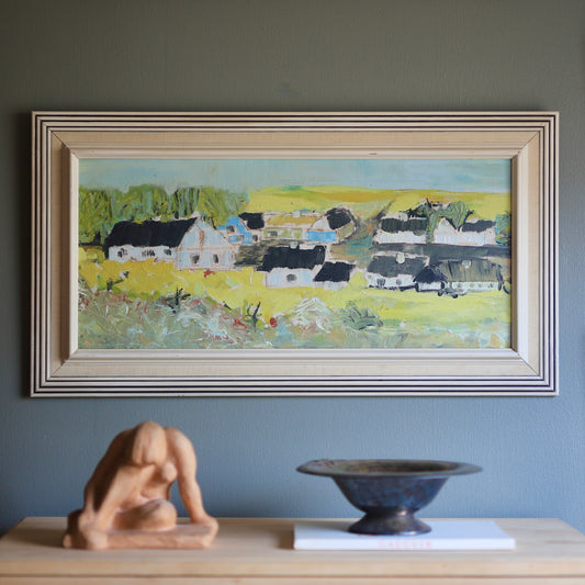 Mid Century Original Vintage Farmhouse Oil Painting from Sweden