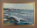 Mid Century Vintage Art Coastal Oil Painting from Sweden