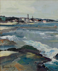 Load image into Gallery viewer, Mid Century Vintage Art Coastal Oil Painting from Sweden
