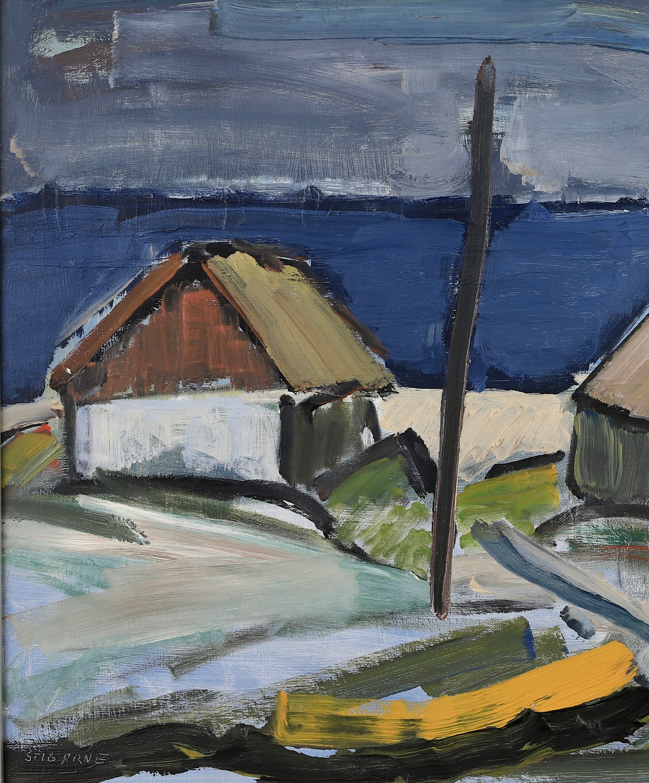 Vintage Original Coastal Oil Painting From Sweden