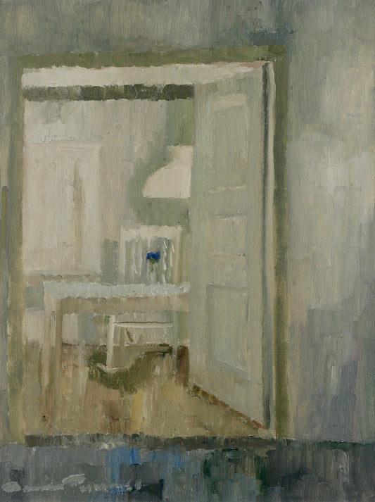 Vintage Art Room Original Interior Oil Painting from Sweden 1968
