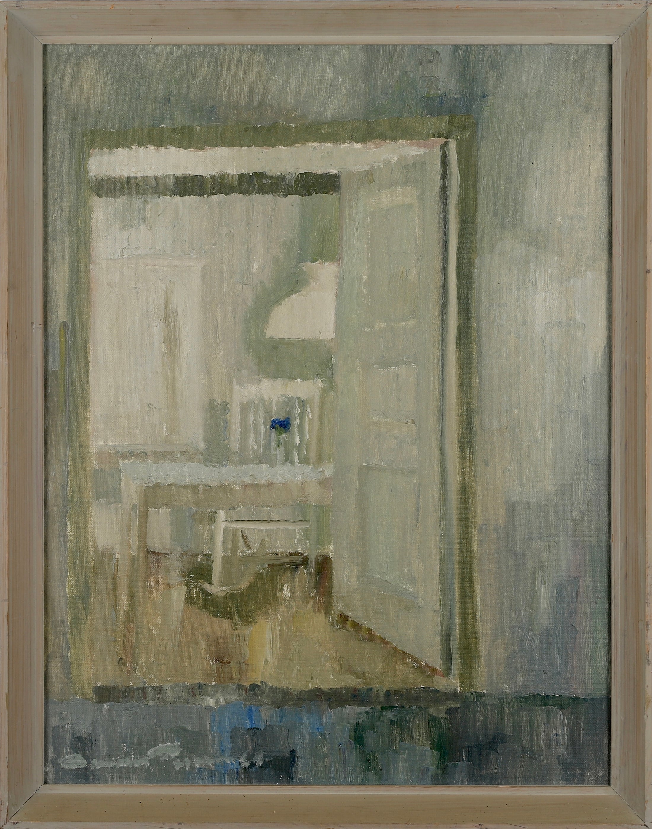 Vintage Art Room Original Interior Oil Painting from Sweden 1968