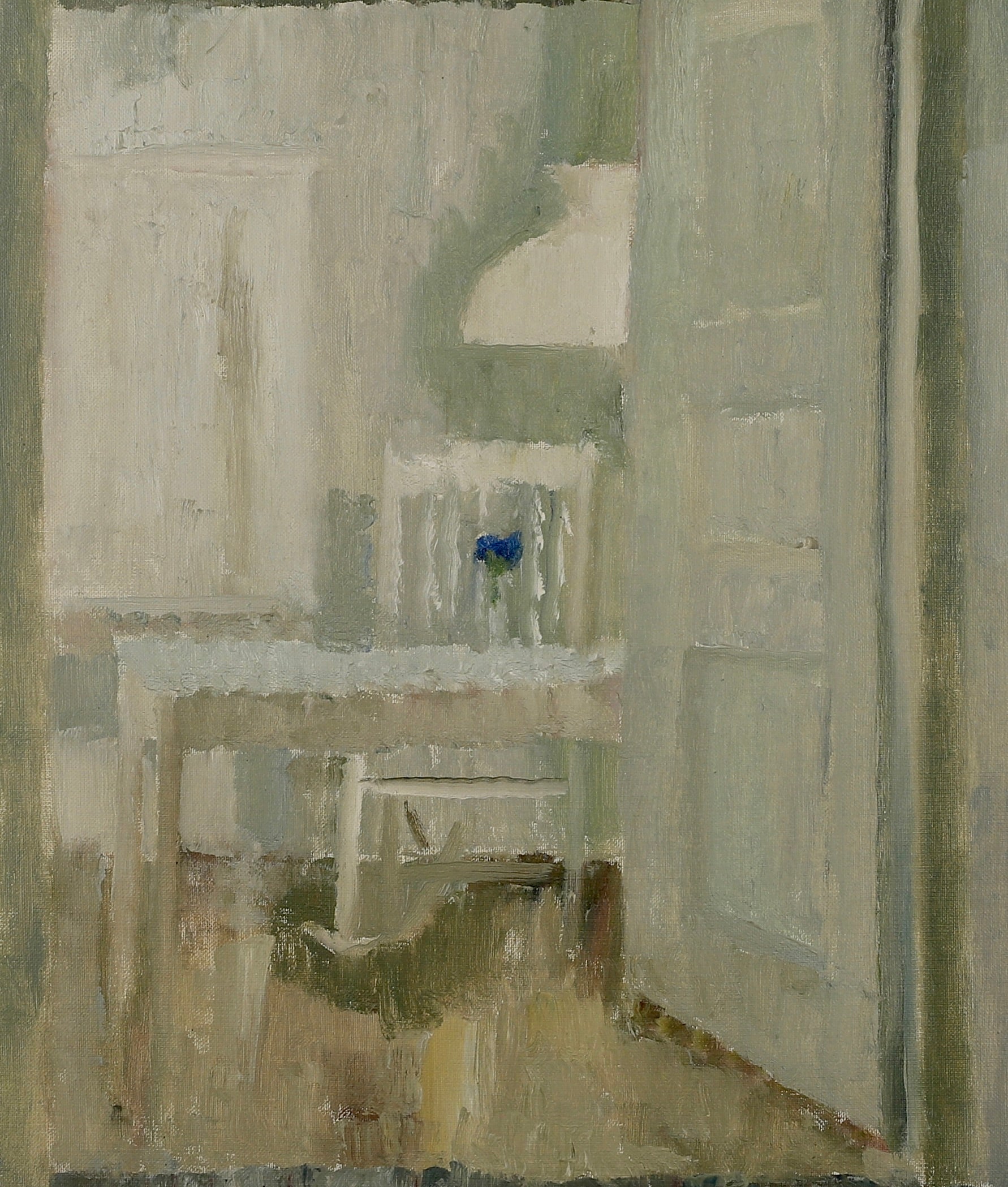 Vintage Art Room Original Interior Oil Painting from Sweden 1968