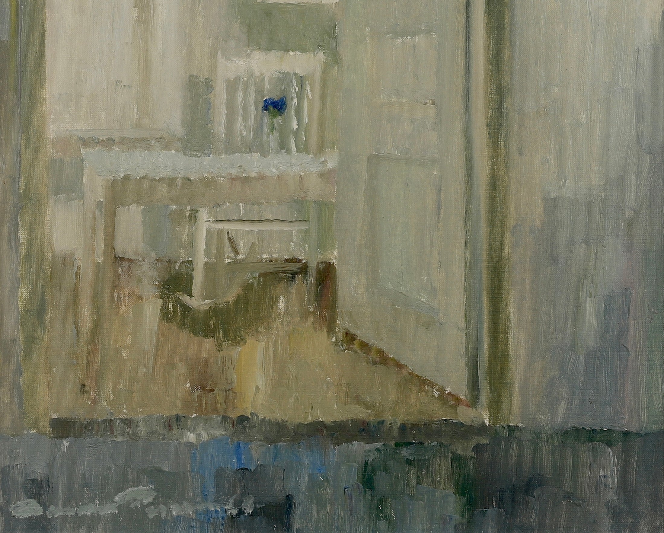 Vintage Art Room Original Interior Oil Painting from Sweden 1968