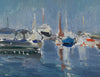 Mid Century Original Harbor Oil Painting From Sweden 1973