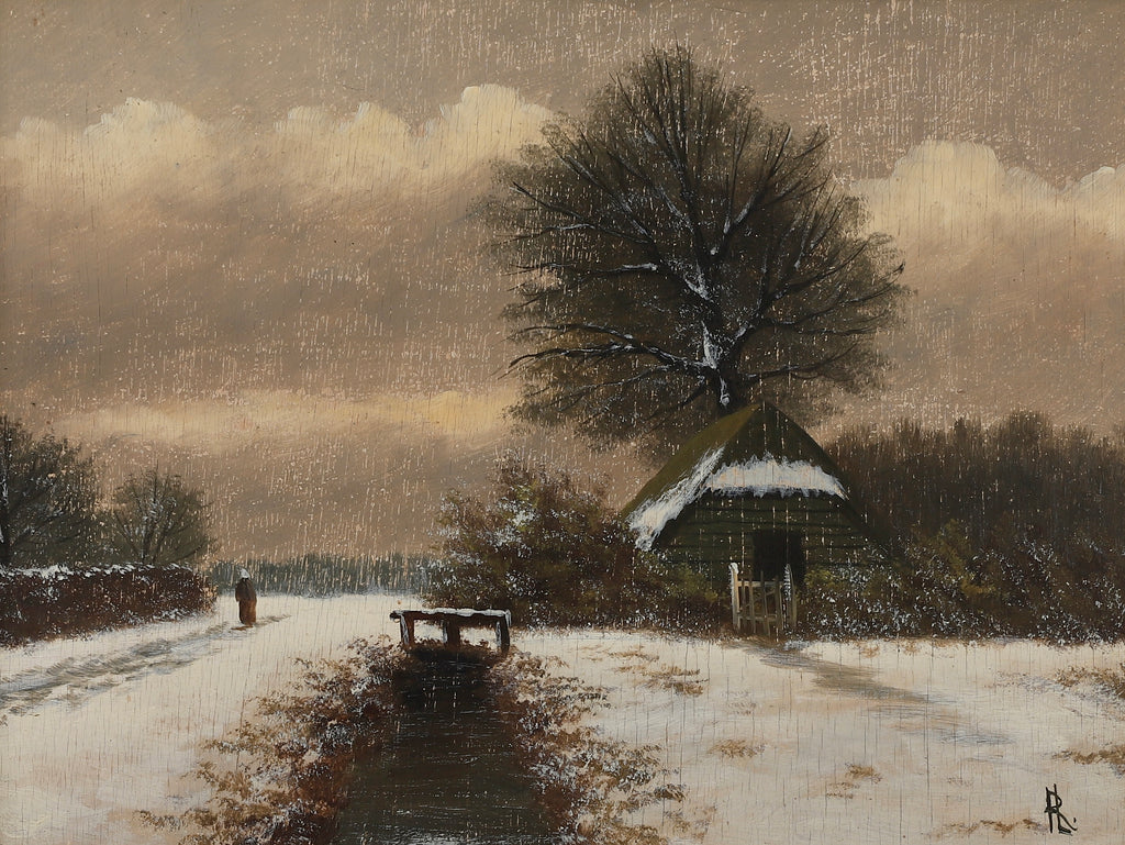 Antique Farmhouse Oil Painting From Sweden