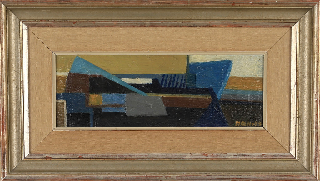 Mid Century Abstract Oil Painting From Sweden 1954