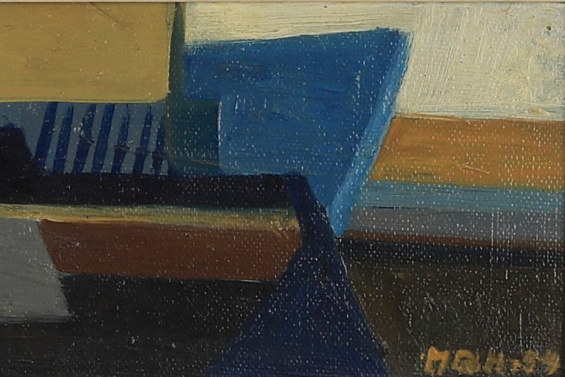 Mid Century Abstract Oil Painting From Sweden 1954