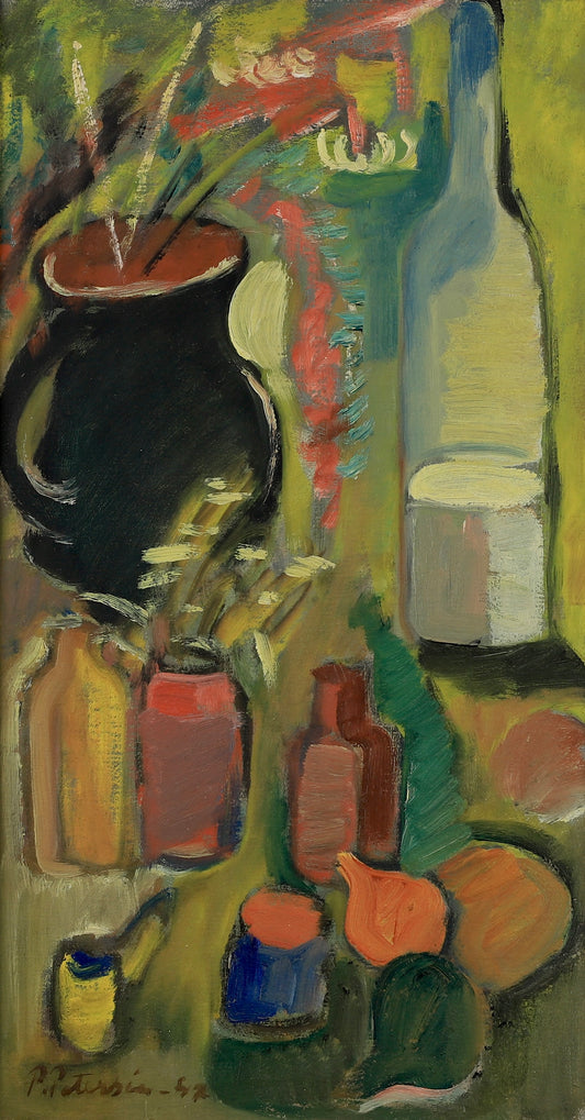 Original Still Life Oil Painting Vintage Mid Century Sweden