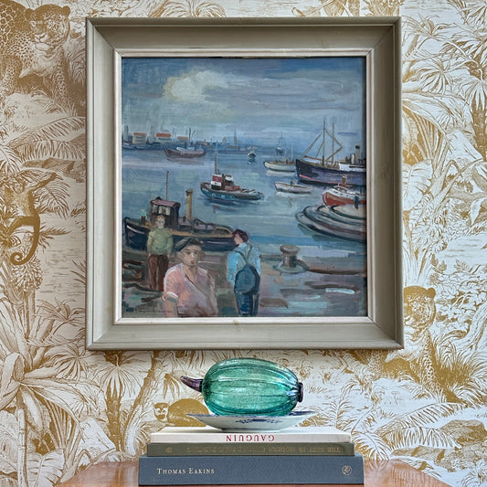 Vintage Art Room Mid Century Original Oil Painting from Sweden