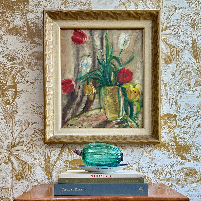 Vintage Mid Century Still Life of Tulips From Sweden