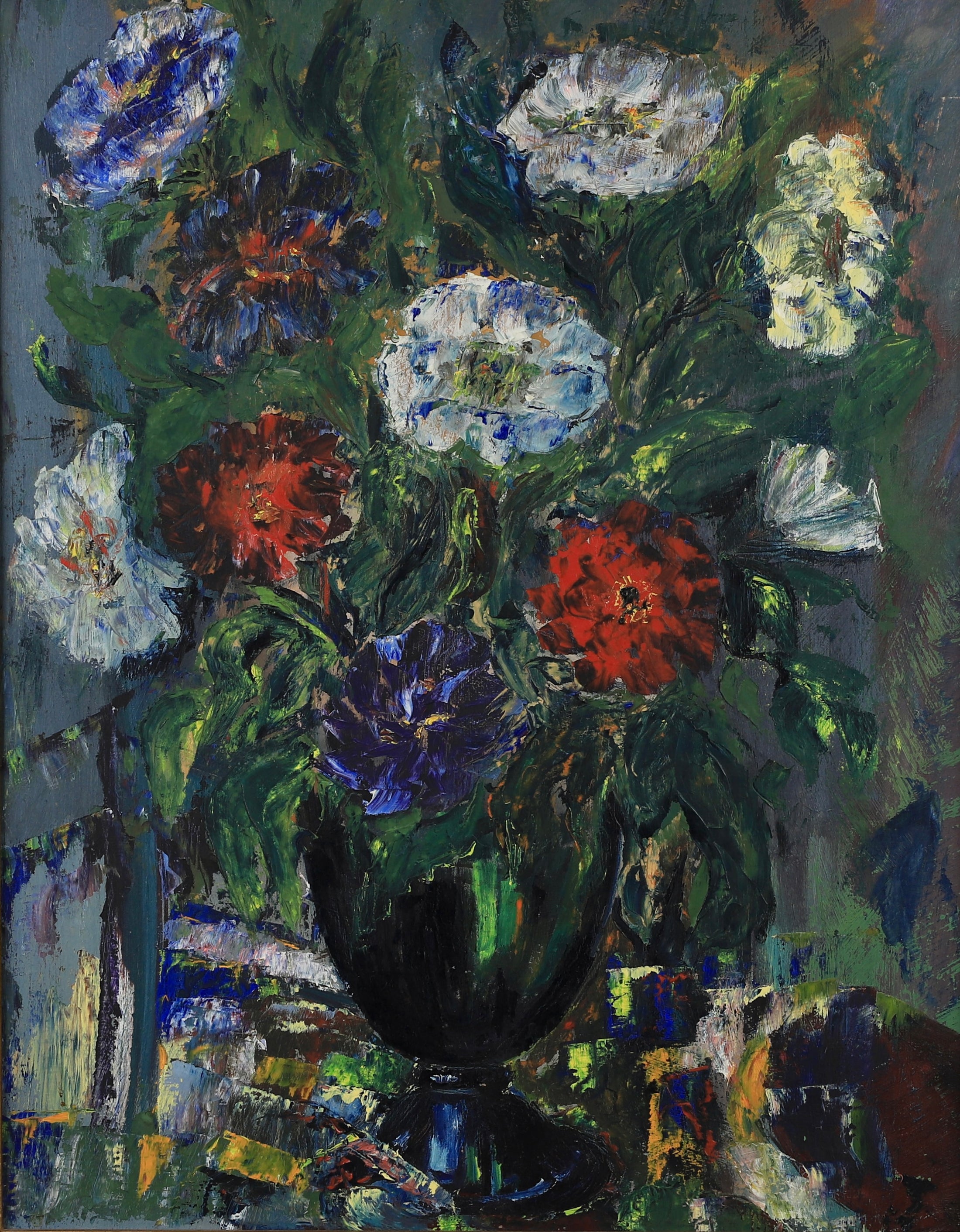 Vintage Art Room Mid Century Still Life Oil Painting From Sweden
