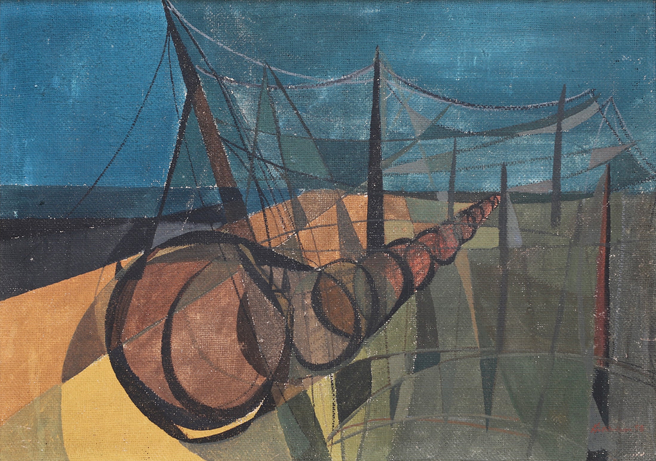 Original Oil Painting Vintage Mid Century From Sweden
