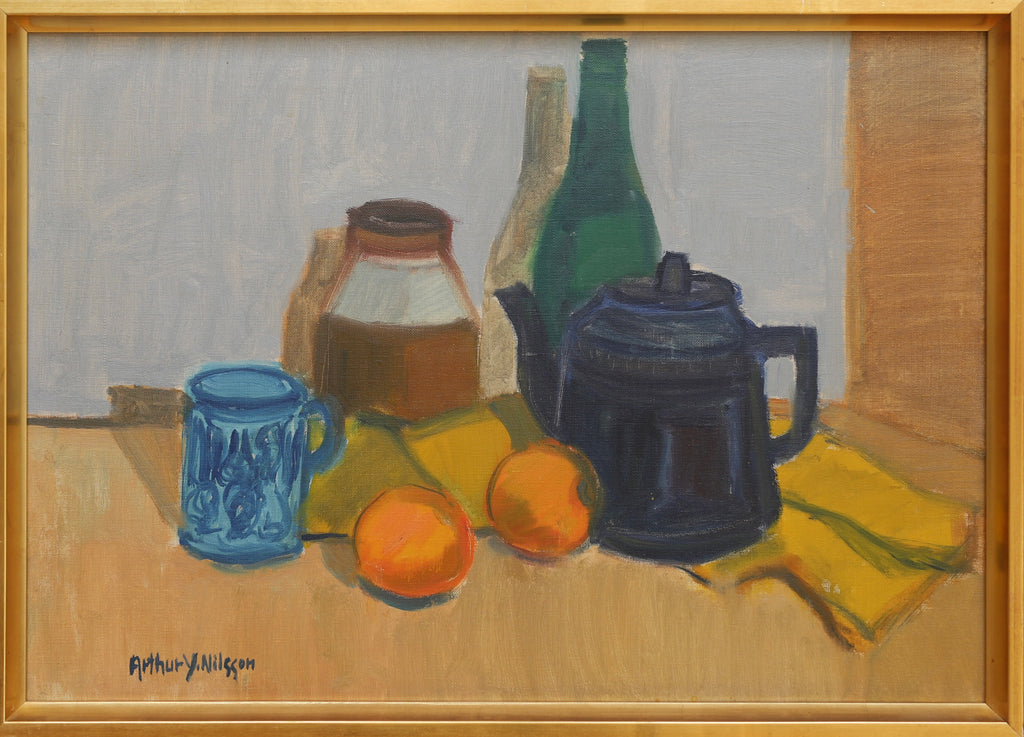 Vintage Art Room Original Still Life Oil Painting from Sweden