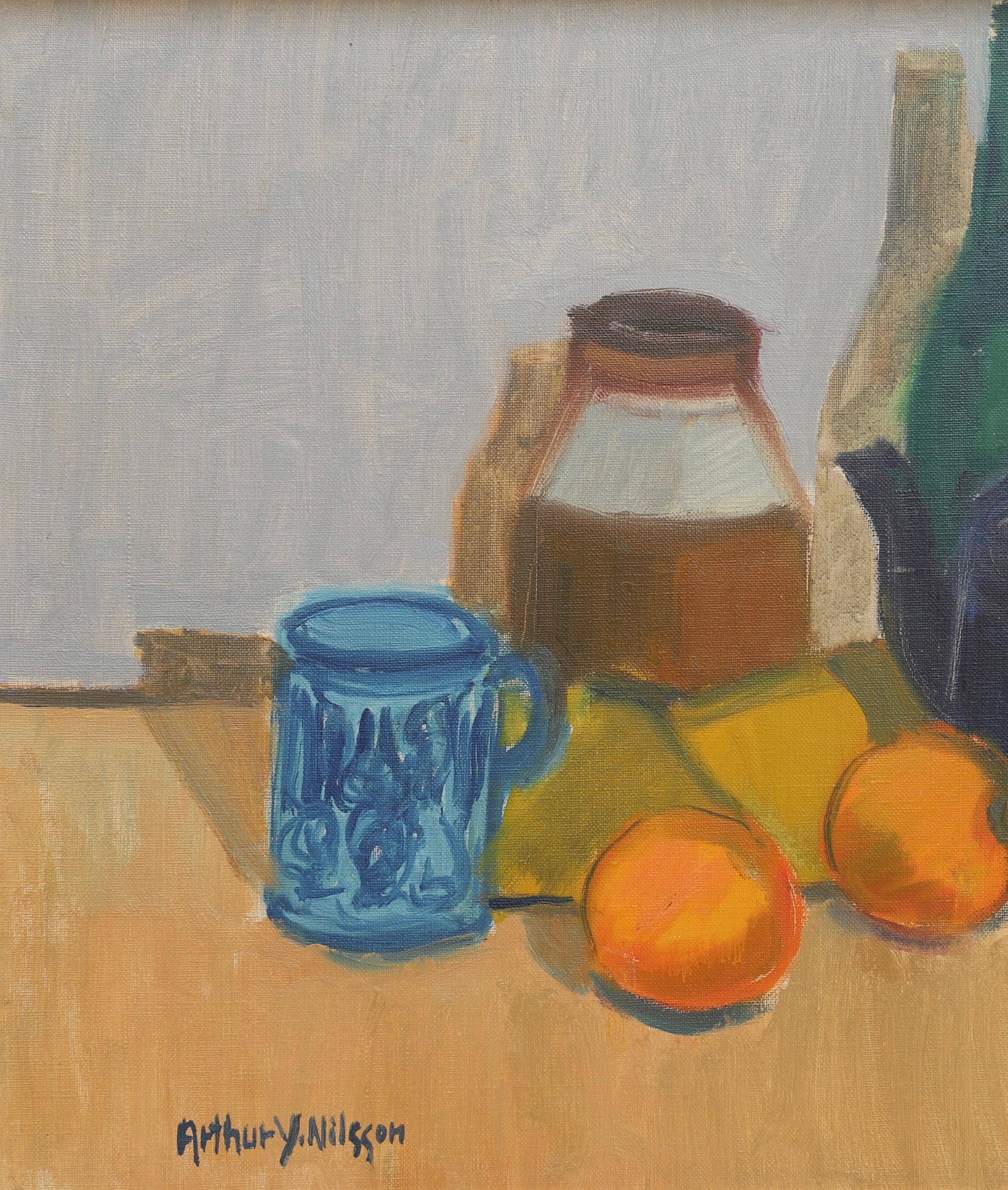 Vintage Art Room Original Still Life Oil Painting from Sweden