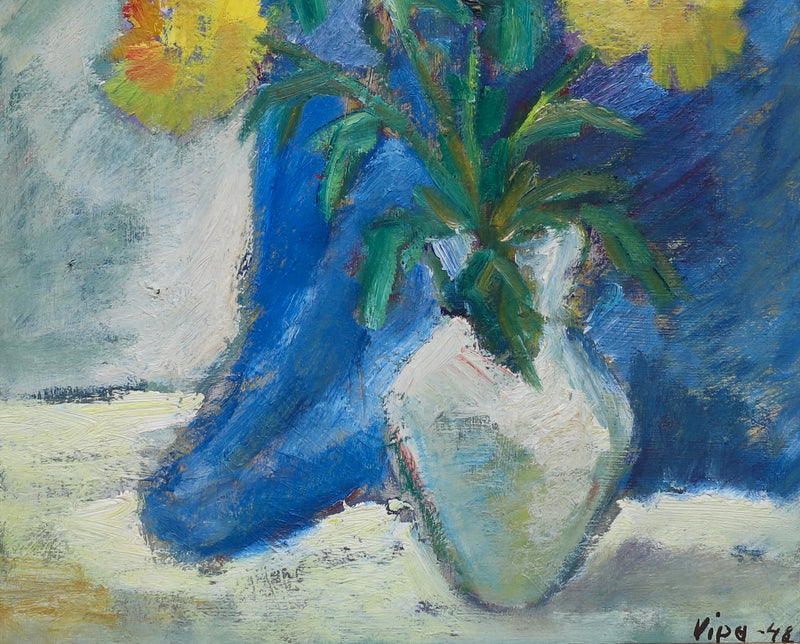 Mid Century Original Still Life Oil Painting From Sweden by H Ripa