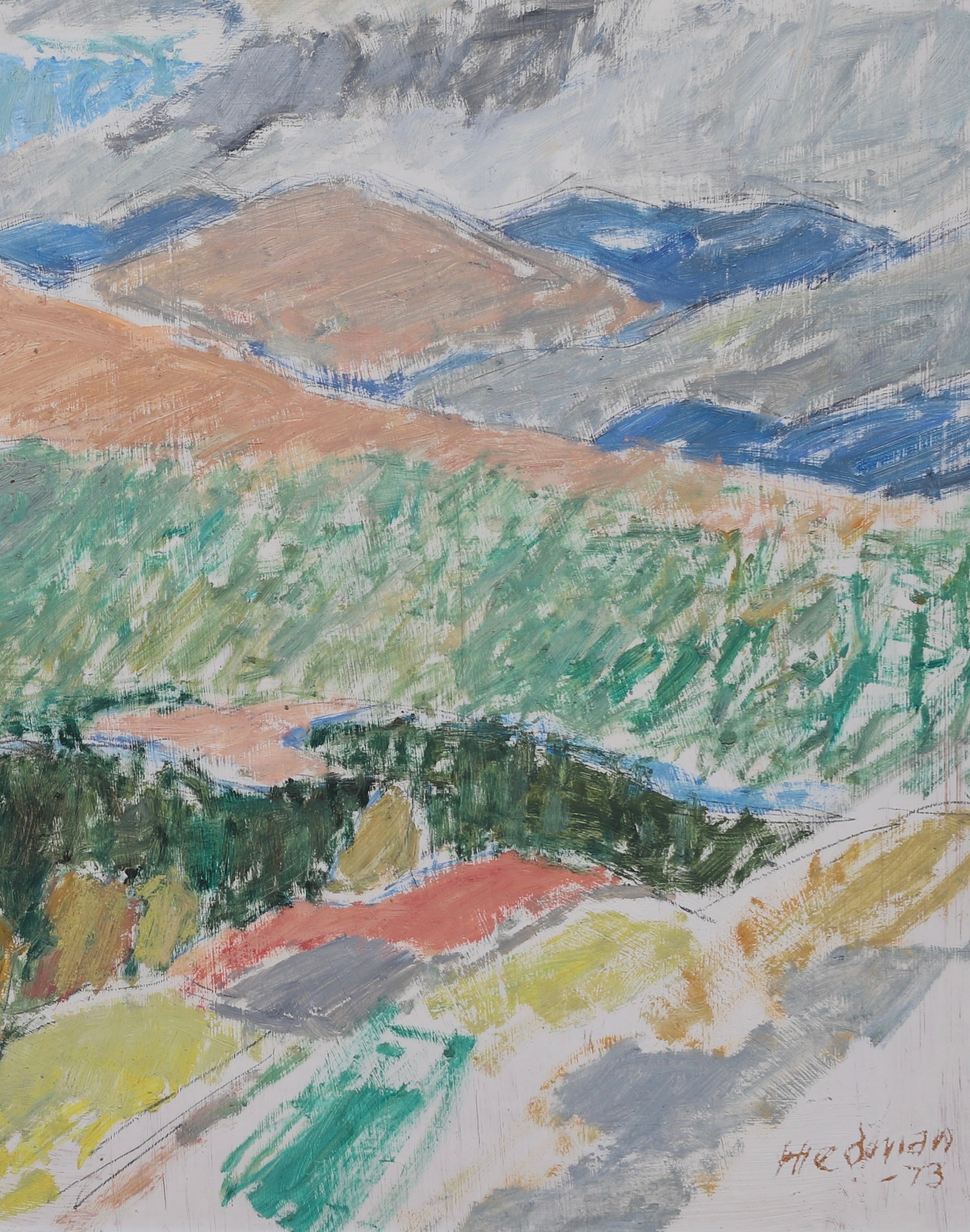 Vintage Art Room Original Oil Painting from Sweden 1973