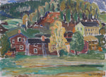 Vintage Mid Century Farm Painting Sweden