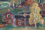 Vintage Mid Century Farm Painting Sweden