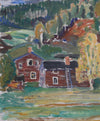 Vintage Mid Century Farm Painting Sweden