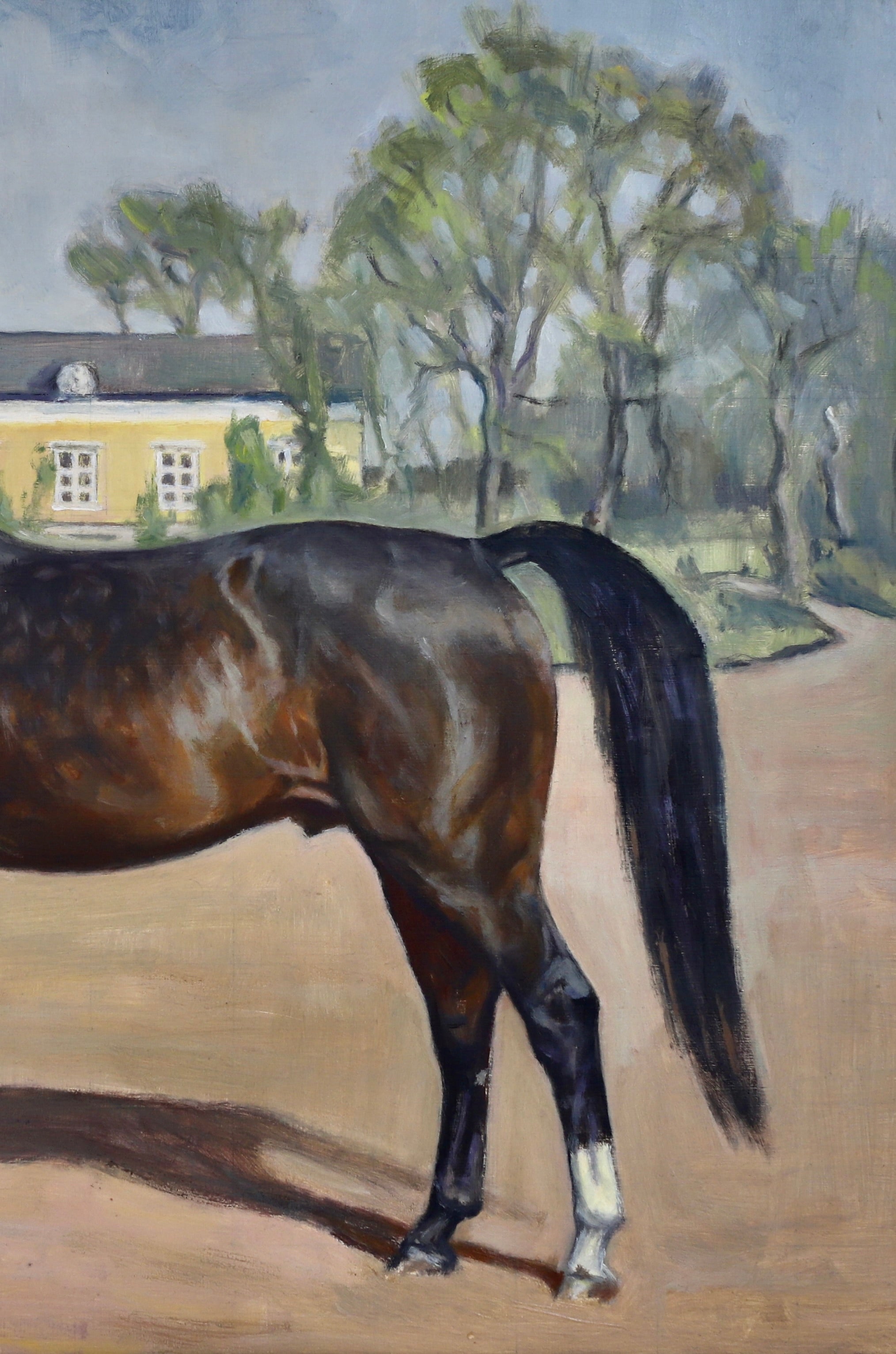 Vintage Art Original Horse Oil Painting From Sweden