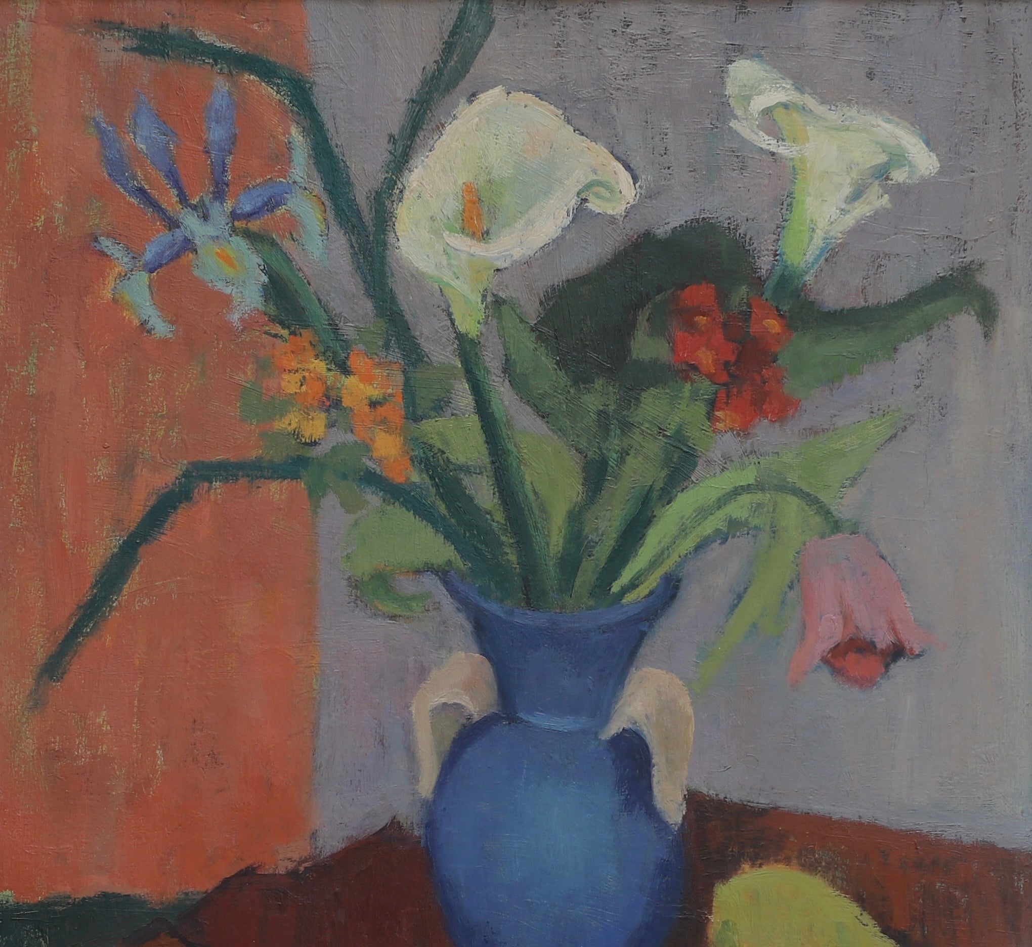 Original Still Life Floral Oil Painting Vintage Mid Century Sweden