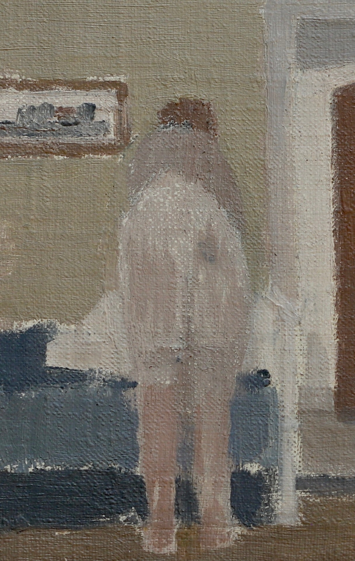 Swedish Vintage Figure in Interior Oil Painting From Sweden