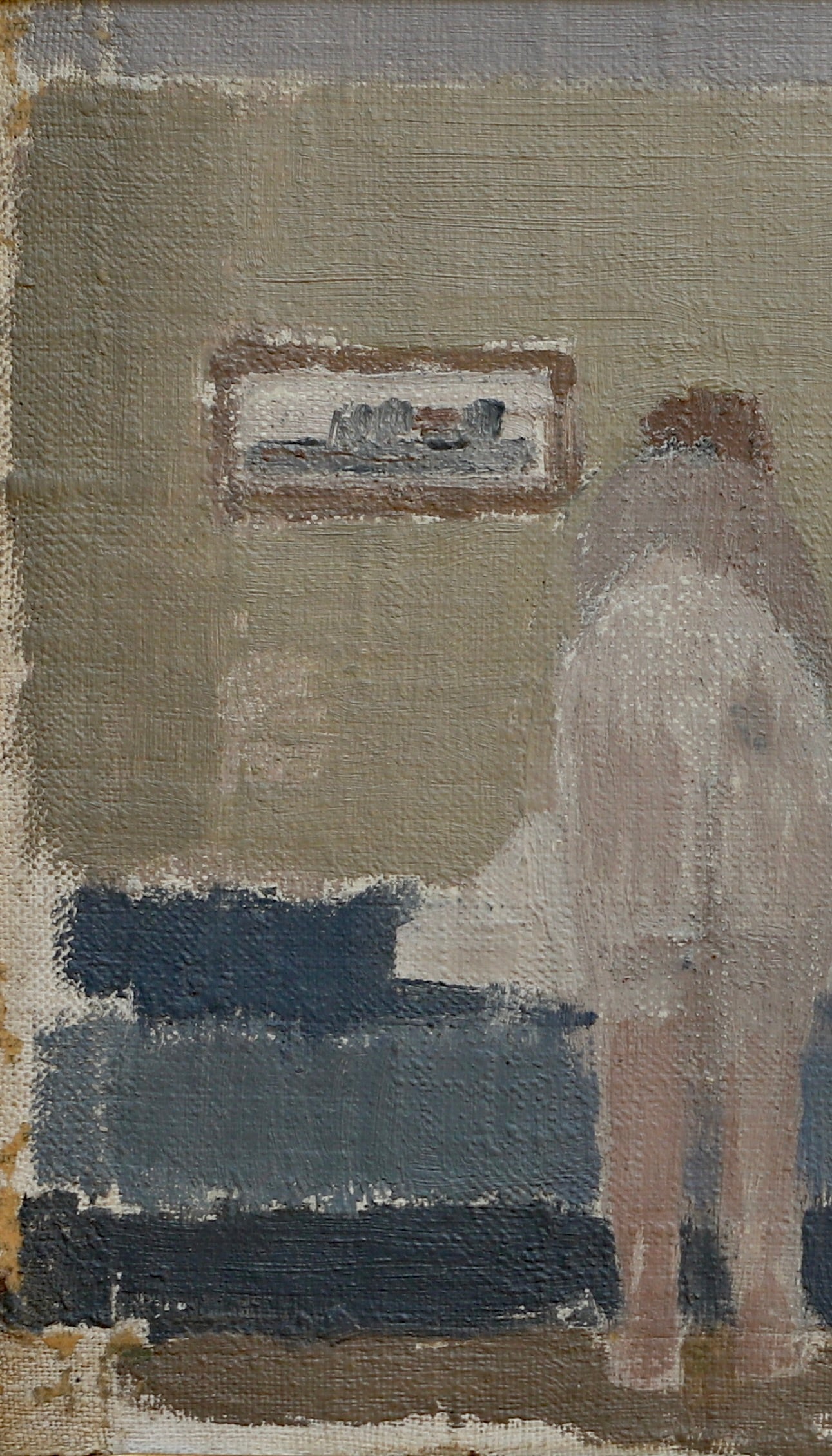 Swedish Vintage Figure in Interior Oil Painting From Sweden