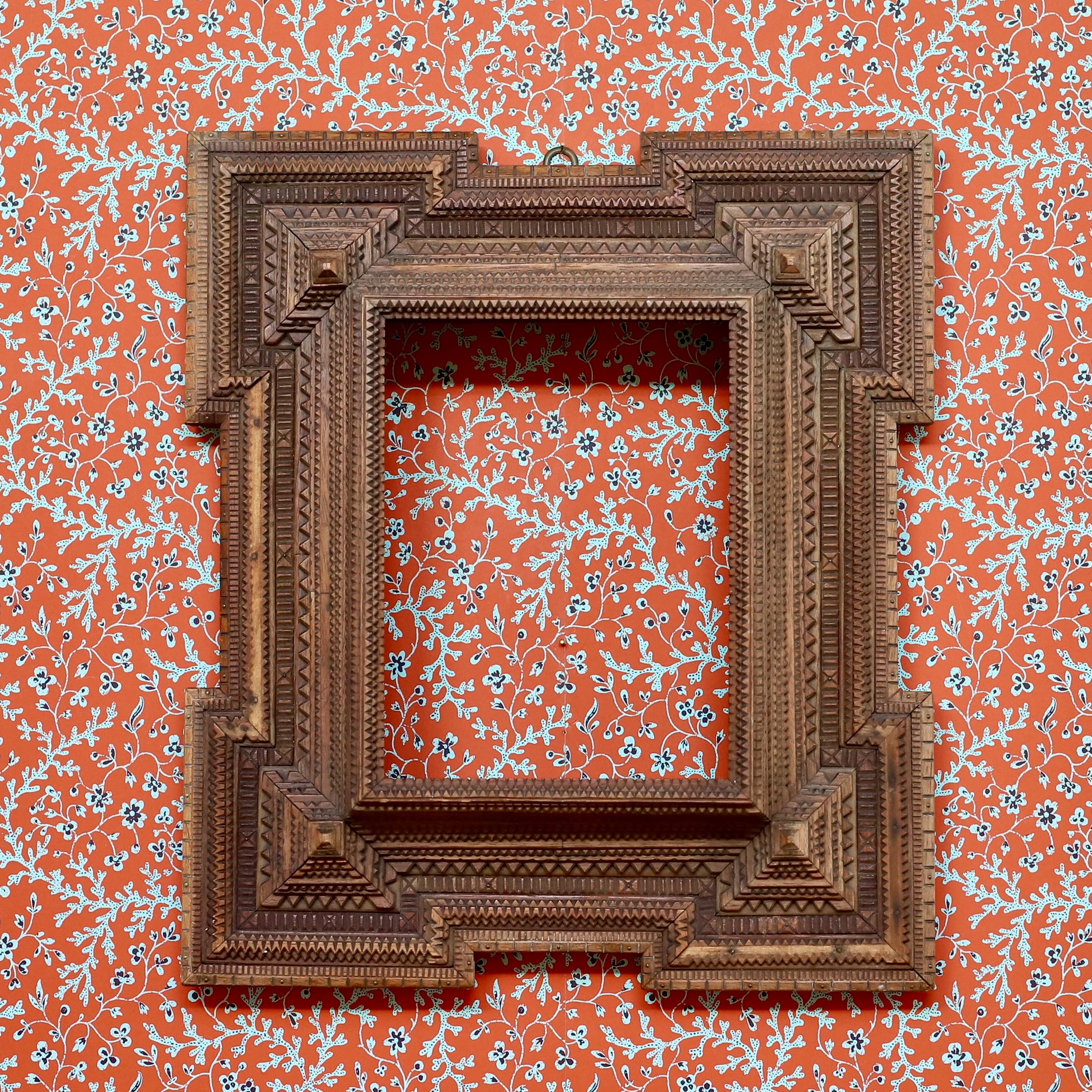 Magnificent Antique Tramp Art Frame
