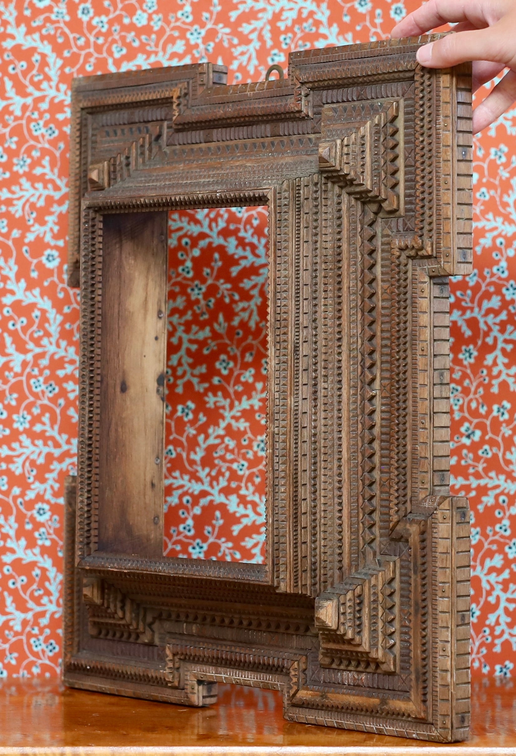 Magnificent Antique Tramp Art Frame