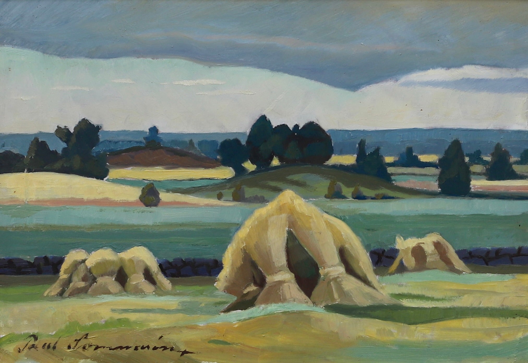 Vintage Mid Century Original Landscape Oil Painting From Sweden