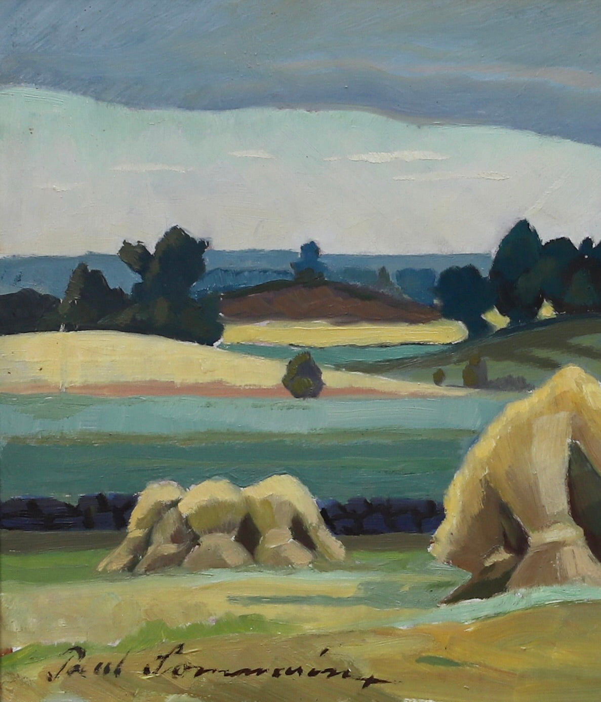 Vintage Mid Century Original Landscape Oil Painting From Sweden