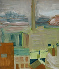 Load image into Gallery viewer, Vintage Mid Century Cityscape Oil Painting From Sweden by L Herder
