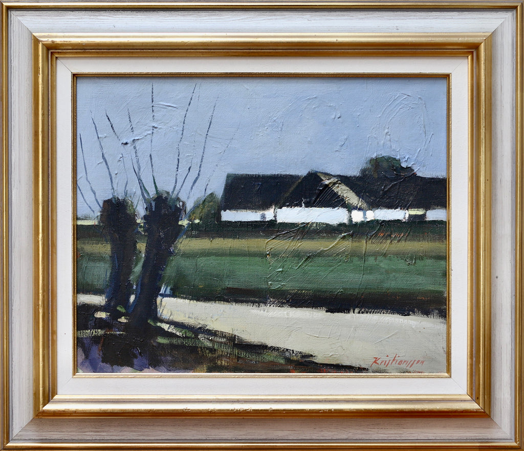 Original Vintage Mid Century Farmhouse Oil Painting Sweden