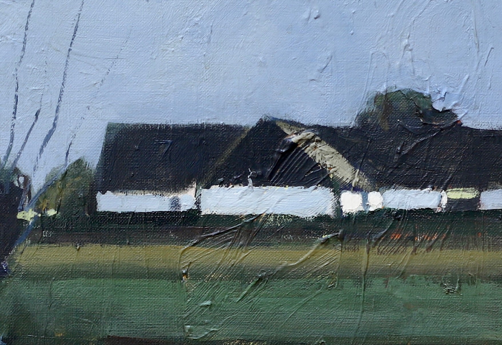 Original Vintage Mid Century Farmhouse Oil Painting Sweden