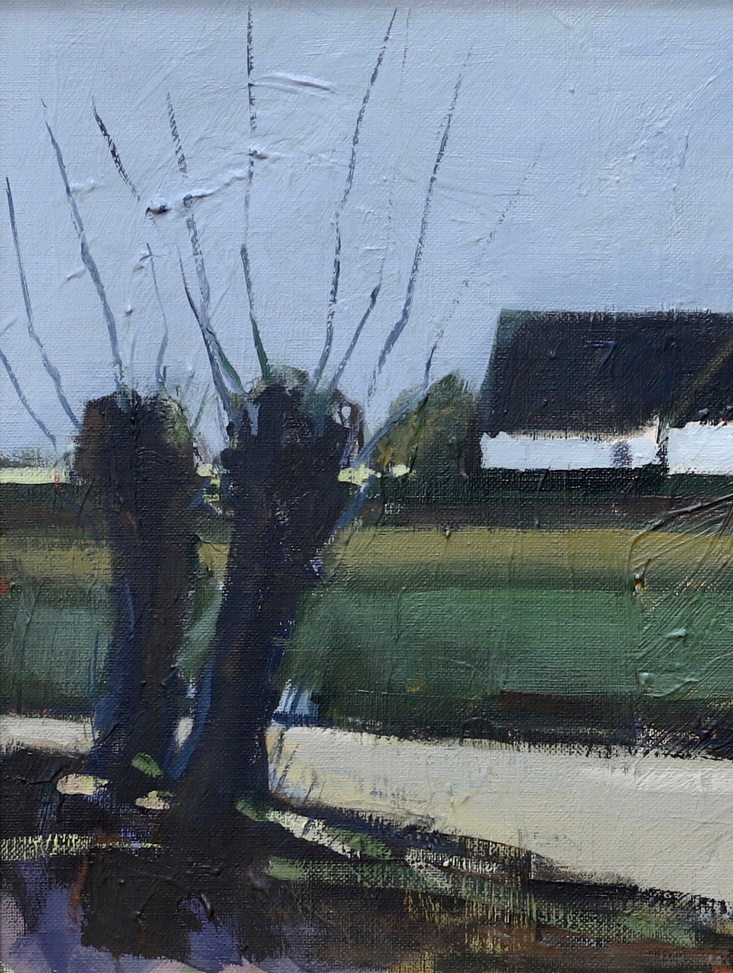 Original Vintage Mid Century Farmhouse Oil Painting Sweden
