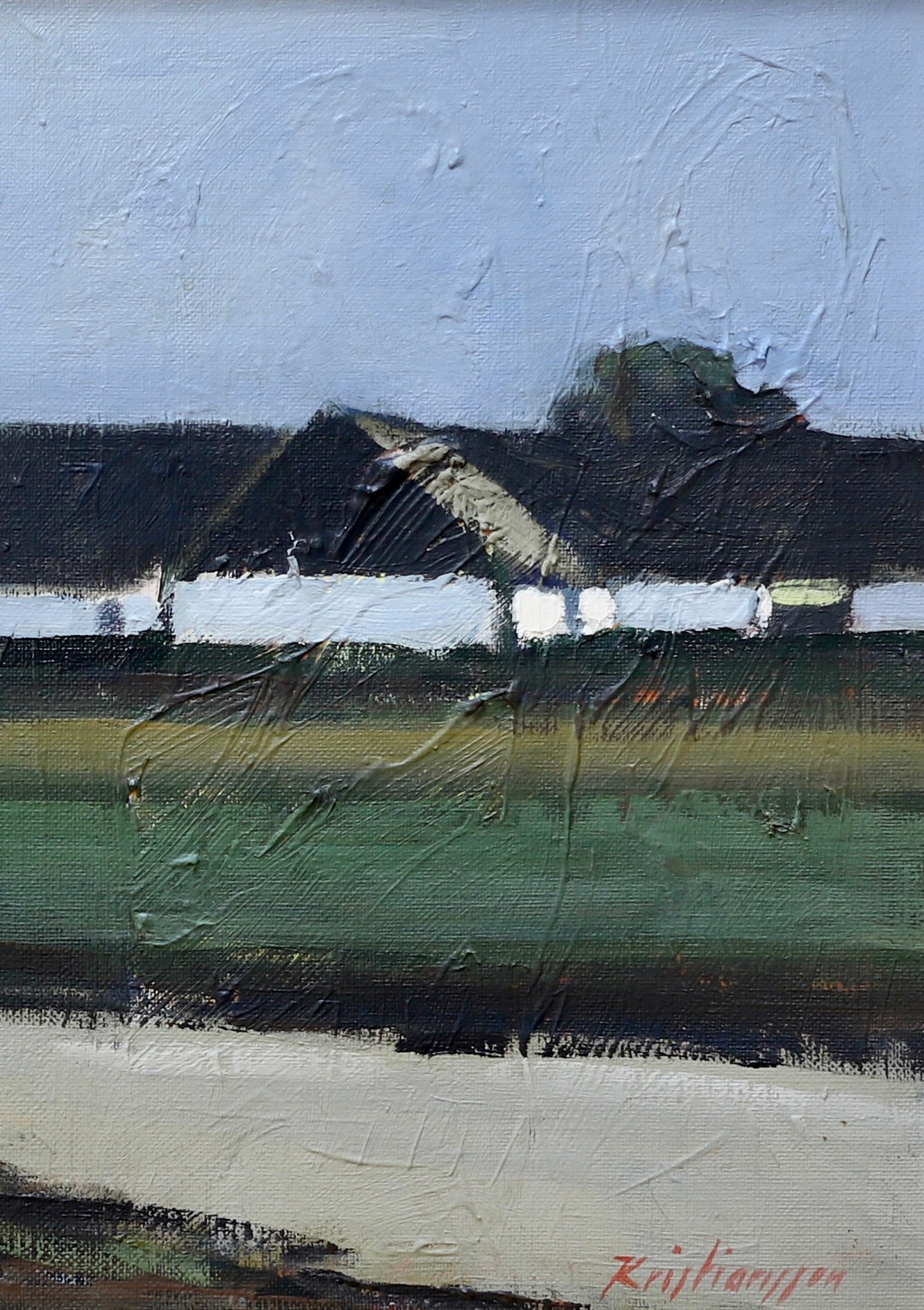 Original Vintage Mid Century Farmhouse Oil Painting Sweden