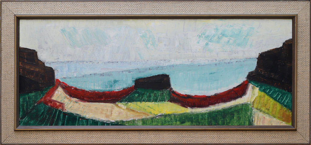 Mid Century Original Coastal Oil Painting From Sweden