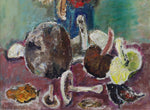 Vintage Mid Century Still Life of Mushrooms Oil Painting From Sweden