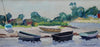 Vintage Art Mid Century Coastal Oil Painting from Sweden