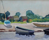 Vintage Art Mid Century Coastal Oil Painting from Sweden