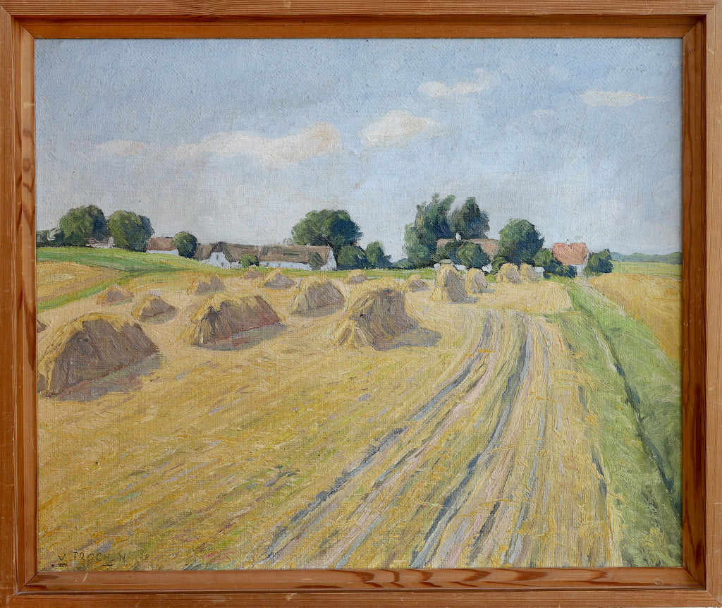 Vintage Mid Century Haystack Painting Sweden