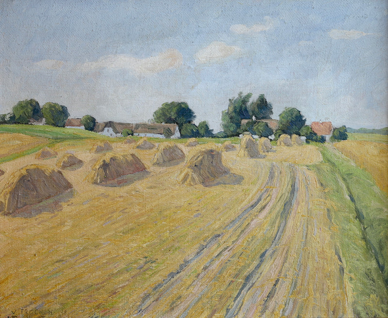 Vintage Mid Century Haystack Painting Sweden