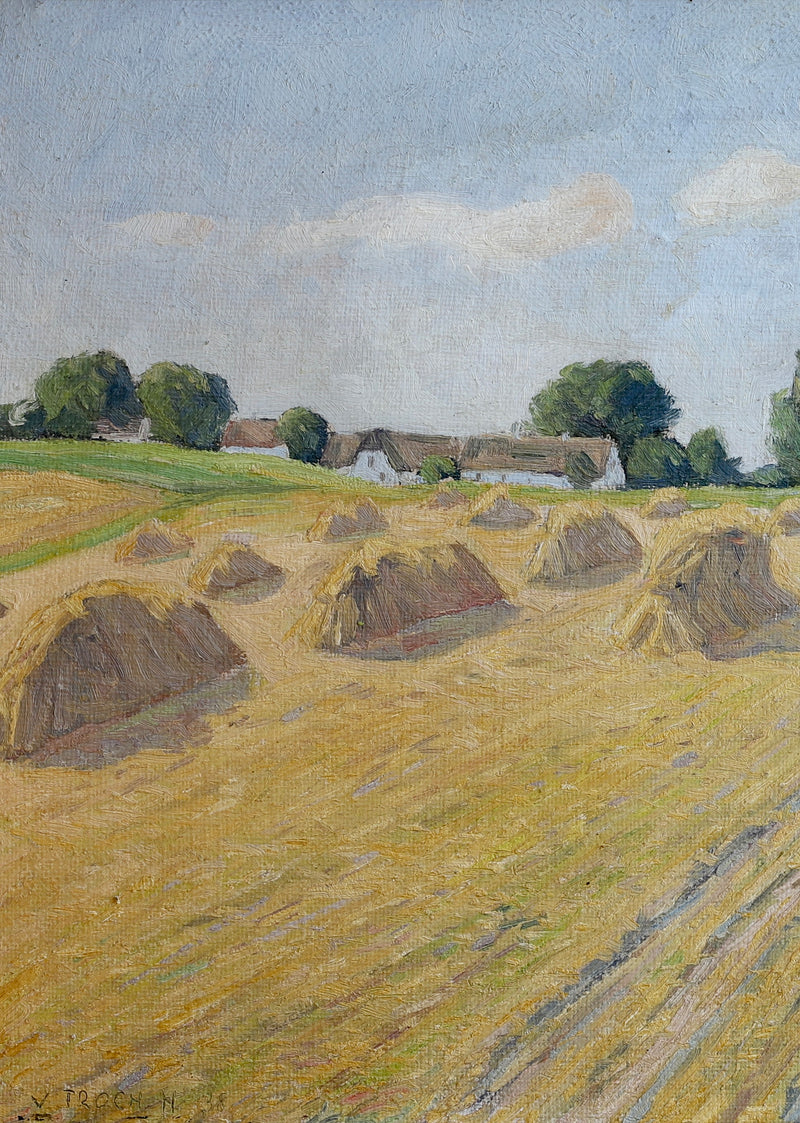 Vintage Mid Century Haystack Painting Sweden