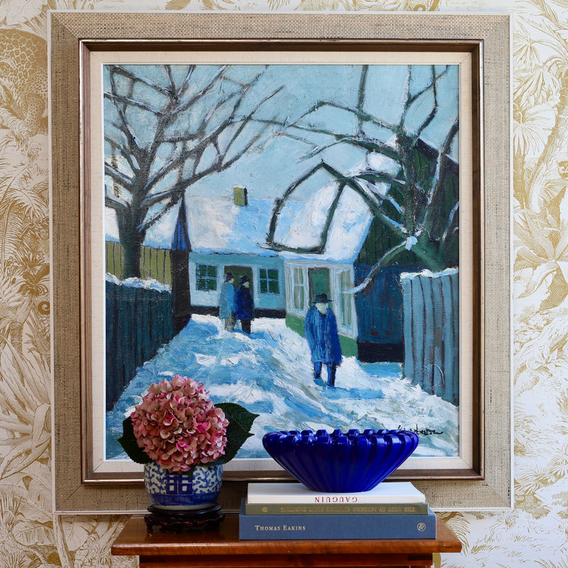 Mid Century Original Oil Painting From Sweden by K Christensen