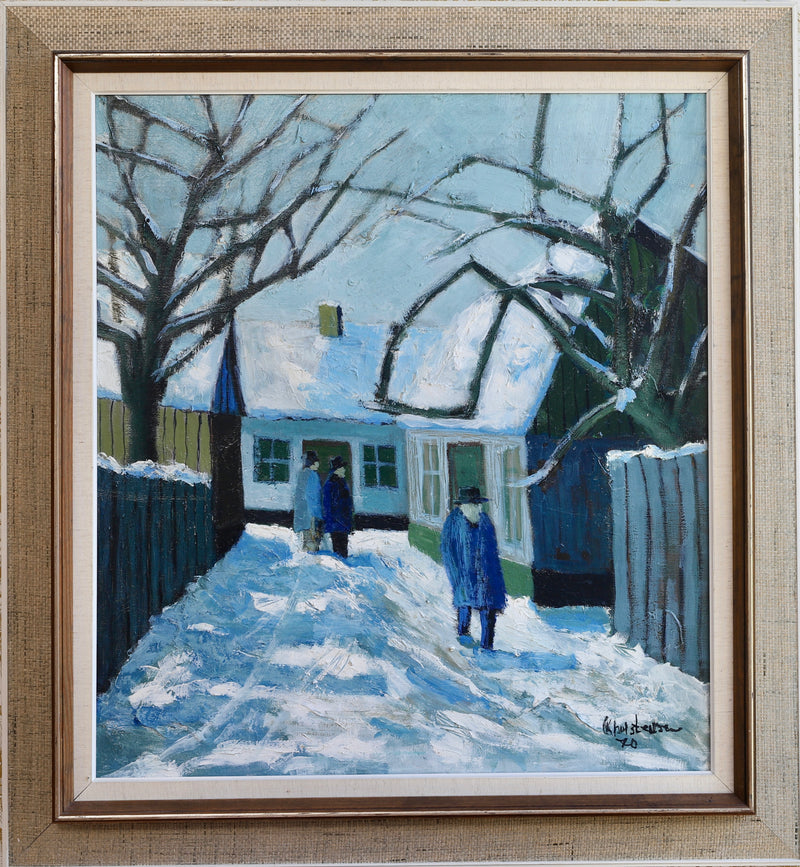 Mid Century Original Oil Painting From Sweden by K Christensen